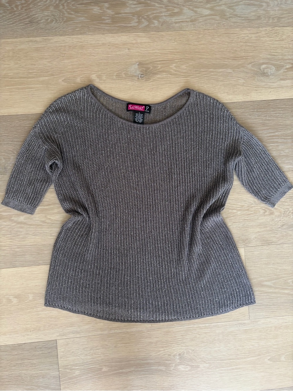 Y2K Say What? Metallic Knit Sweater Top Size S